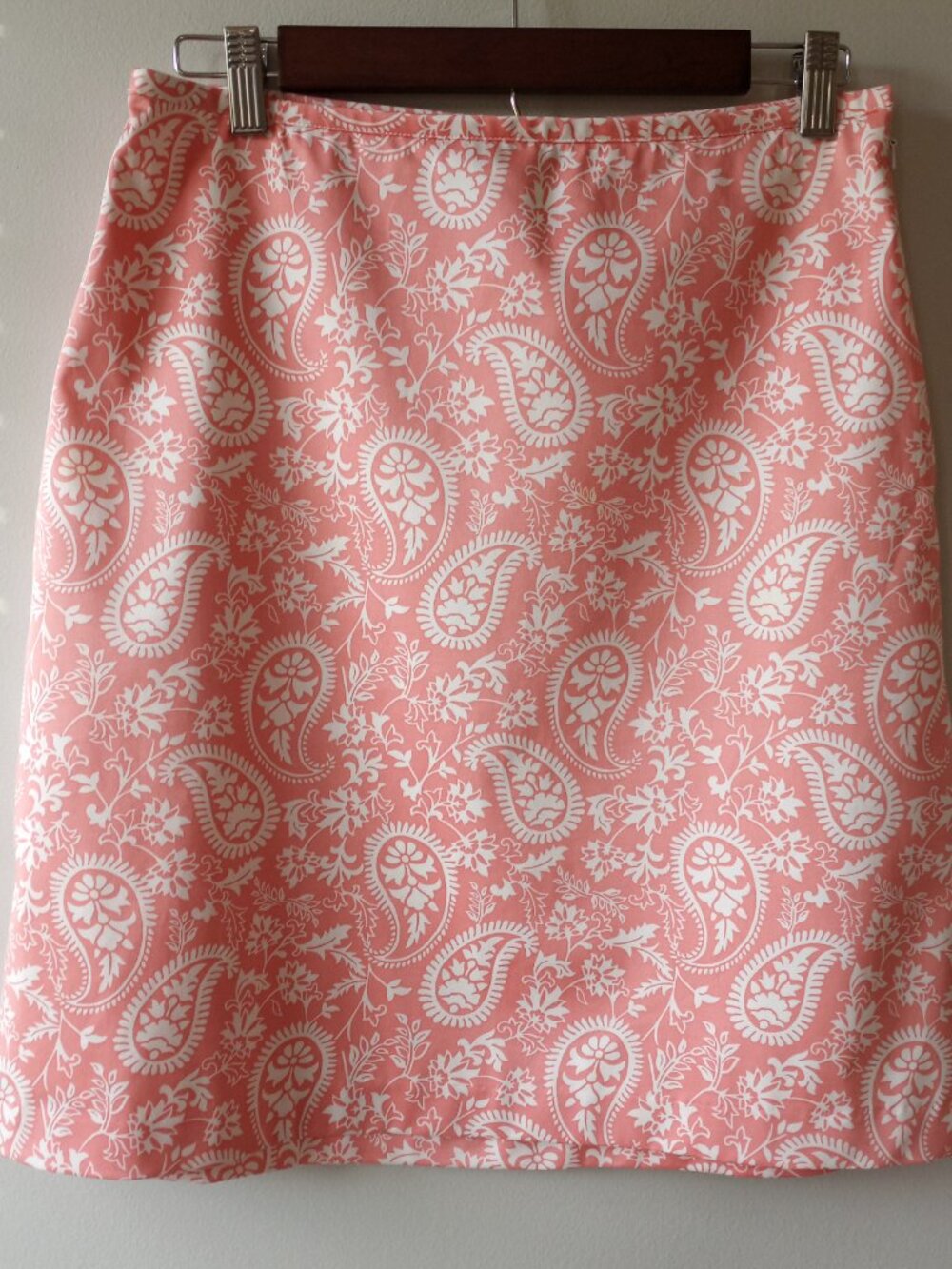 'Brooks Brothers' Paisley Skirt Size 6 Lined Pale Pink/White EUC
